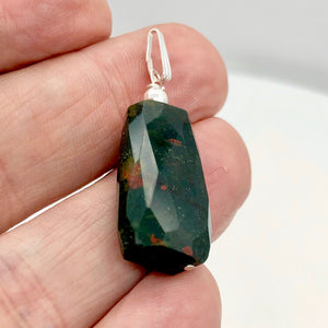 Hand Made Bloodstone Focal Pendant with Sterling Silver Findings | 1 1/2" Long