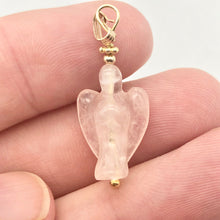Load image into Gallery viewer, On the Wings of Angels Rose Quartz 14K Gold Filled 1.5&quot; Long Pendant 509284RQG - PremiumBead Alternate Image 3
