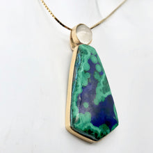 Load image into Gallery viewer, Natural Azurite Malachite 14K Gold Pendant with Moonstone - PremiumBead Alternate Image 8
