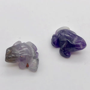 Prosperity 2 Hand Carved Amethyst Frog Beads | 20x18x9.5mm | Purple - PremiumBead Primary Image 1