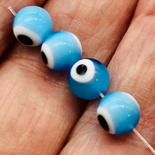 Load image into Gallery viewer, Four Lampwork Glass Eye Round | 8 mm | Light Blue | 4 Beads |
