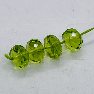 Peridot AAA Faceted Parcel Rondelle | 6mm | Green | 4 Beads