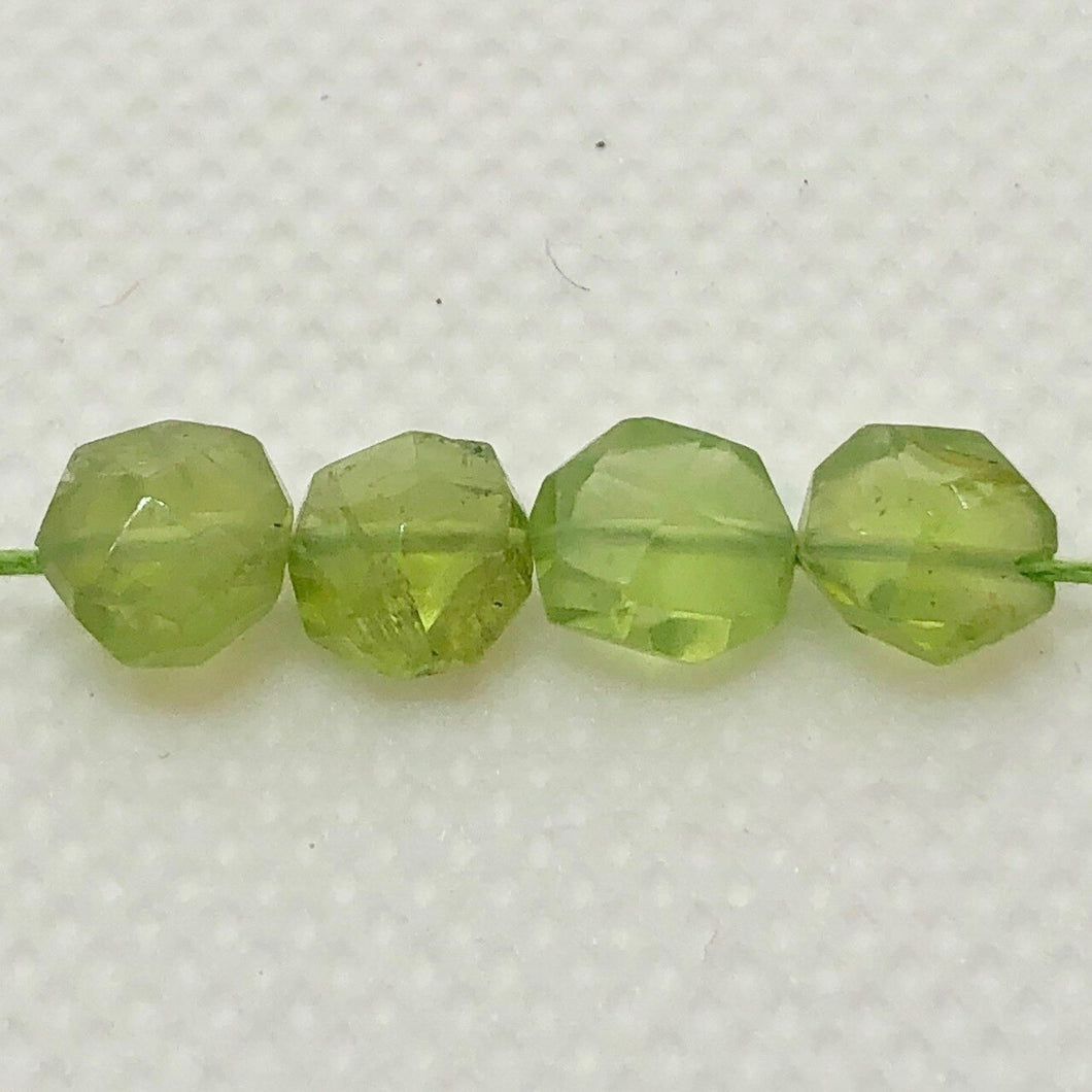 4 Sparkling Faceted Natural Peridot Coin Beads5777 - PremiumBead Primary Image 1