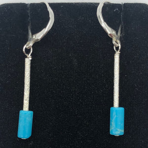 Charming Designer Natural Untreated Turquoise Earrings Sterling Silver| 2" Long| - PremiumBead Alternate Image 2