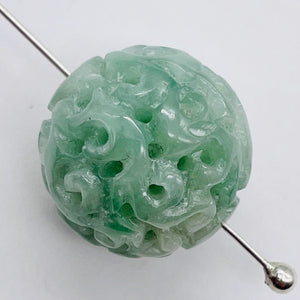 Jade AAA Carved Round Bead | 16mm | Green | 1 Bead |