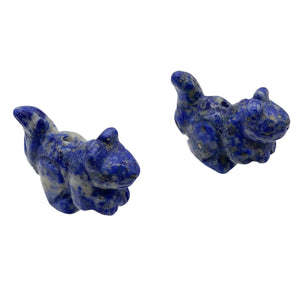Nuts 2 Hand Carved Animal Sodalite Squirrel Beads | 22x15x10mm | Blue