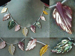 Abalone Pink and Golden Mother of Pearl Shell Carved Leaf Bead Strand 104321B - PremiumBead Primary Image 1