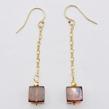 Load image into Gallery viewer, Amber 14K Gold Filled Cube Bead Earrings | 2 1/2&quot; Long | Red | 1 Pair |
