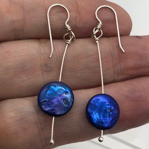 Stunning Cobalt Blue Coin Pearl Drop Earrings in Sterling Silver - PremiumBead Alternate Image 4