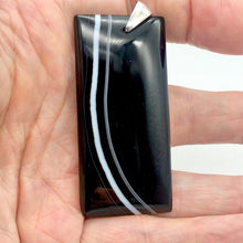 Load image into Gallery viewer, Sardonyx Agate &amp; Sterling Silver Pendant | 65x30x5mm | Black | Rectangle | - PremiumBead Alternate Image 2
