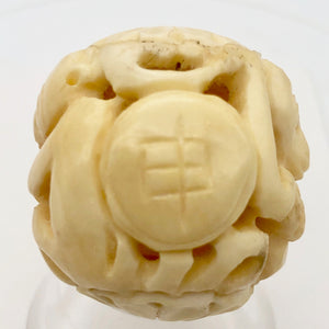 Cracked Chinese Zodiac Year of the Monkey Bone Bead| 30mm| Cream| Round| 1 Bead| - PremiumBead Alternate Image 3