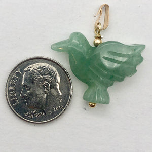 Aventurine Dove Bird Pendant Necklace|Semi Precious Stone Jewelry | 14K gf | - PremiumBead Alternate Image 4