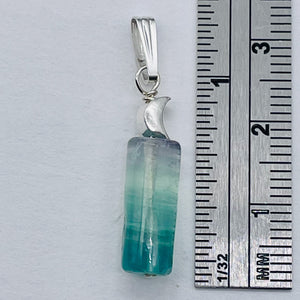 Fluorite Sterling Silver Drop/Dangle Pendant | 1" Long | Blue | 1 Pendant |