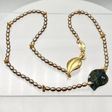 Load image into Gallery viewer, Ocean Jasper Pearl 14K Gold Filled Necklace| 22&quot; |Green/Silver/Gold | 1 Necklace
