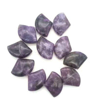 Load and play video in Gallery viewer, Natural Lepidolite Fan Bead Half-Strand | 25x18x6mm | Purple | Fan | 11 beads |
