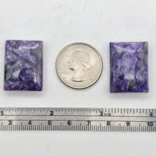 Load image into Gallery viewer, 80cts of Rare Rectangular Pillow Charoite Beads | 2 Beads | 26x19x8mm | 10871A - PremiumBead Alternate Image 5
