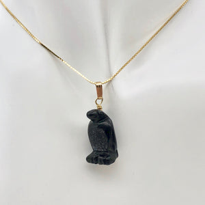 Tuxedo Obsidian Penguin 14K Gold Filled Pendant, Black and White 509273OBG - PremiumBead Alternate Image 8