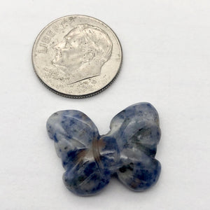 Fluttering Sodalite Butterfly Figurine Worry Stone | 21x18x7mm | Blue White - PremiumBead Alternate Image 3