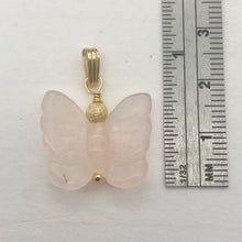 Load image into Gallery viewer, Flutter Carved Rose Quartz Butterfly 14Kgf Pendant - PremiumBead Alternate Image 6
