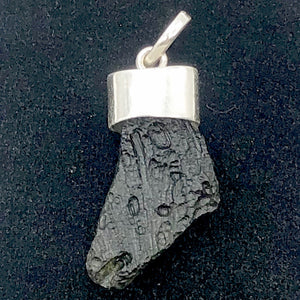Blue Green Moldavite Sterling Silver Pendant 30x15x6mm | 1 5/8" long