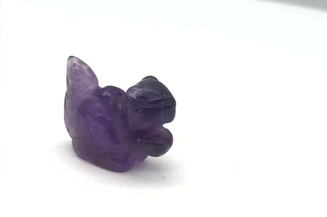Charming Carved Amethyst Squirrel Figurine | 22x15x10mm | Purple