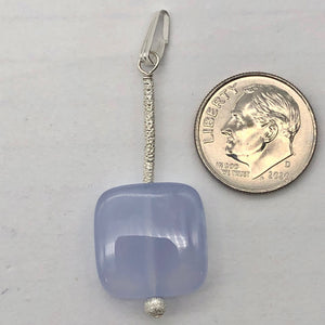 Blue Chalcedony Sterling Silver Drop Pendant | 1 3/4" Long |