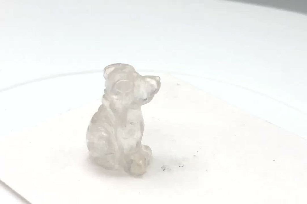 Fluttering Clear Quartz Dog Figurine/Worry Stone | 20x12x10mm | Clear