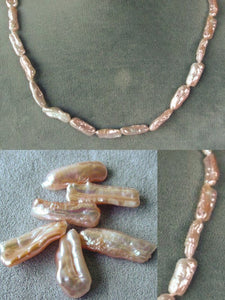 Rare Natural Peach Biwa Style FW Pearl Beads | 24x7.5-14x7mm | 2 Pearls |