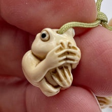 Load image into Gallery viewer, Carved/Etched No Evil Monkey | 2" Long | White Brown | 3 Pendant Beads |
