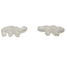 Load image into Gallery viewer, 2 Carved Ice Crystal Quartz Lizard Beads | 25x14x7mm | Clear
