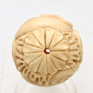 Cracked Chinese Zodiac Year of the Ram Bone Bead| 30mm| Cream| Round| 1 Bead | - PremiumBead Alternate Image 8