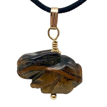 Load image into Gallery viewer, Tiger&#39;s Eye Bunny Rabbit Pendant Necklace|SemiPrecious Stone Jewelry|14K Pendant
