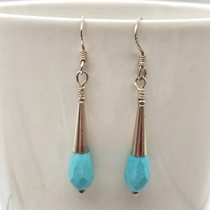 Natural Blue Turquoise and Silver Earrings |Turquoise|1.75" (long)| 307404 - PremiumBead Alternate Image 6