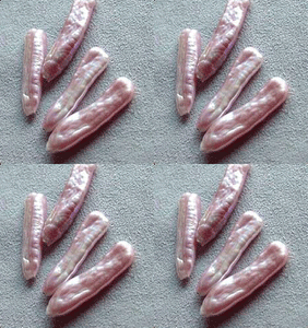 4 Beads of Rare Natural Peach Stick FW Pearls 4814 - PremiumBead Alternate Image 2