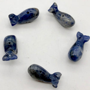 Carved Animal Sodalite Whale Figurine Worry Stone | 20x13x11mm | Blue white - PremiumBead Alternate Image 2