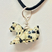 Load image into Gallery viewer, Carved Dalmatian Stone Pony Sterling Silver Pendant! 509271DSS - PremiumBead Primary Image 1
