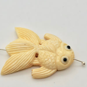 Swim Carved Goldfish Koi or Carp Bone Bead 10749 | 36x30x6mm | Cream - PremiumBead Alternate Image 3