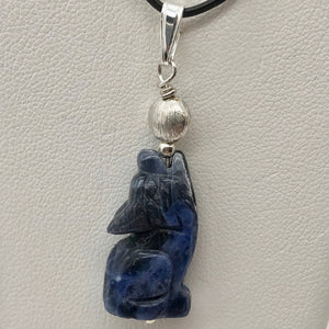 New Moon Sodalite Wolf and Sterling Silver Pendant 509282SDS5 - PremiumBead Alternate Image 3