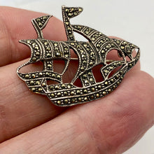 Load image into Gallery viewer, Clipper Sailing Ship Sterling Silver Lapel Brooch Pin | 25x28mm | 1 inch tall | - PremiumBead Alternate Image 3
