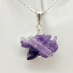 Amethyst Hand Carved Winged Dragon Sterling Silver Pendant | 1 3/16" | 509286AMS - PremiumBead Alternate Image 6