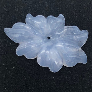 14.4cts Exquisitely Hand Carved Blue Chalcedony Flower Pendant Bead - PremiumBead Alternate Image 2
