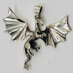 Dragon Sterling Silver Drop/Dangle | 2" Long | Silver | 1 Pendant |