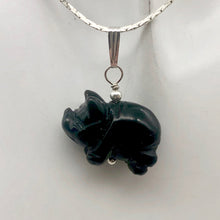 Load image into Gallery viewer, Black Obsidian Pig Pendant Necklace |Semi Precious Stone Jewelry|Silver Pendant| - PremiumBead Primary Image 1

