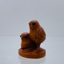 Load image into Gallery viewer, Boxwood Love Bird Birds Ojime/Netsuke Bead | 25x22x18mm | Brown
