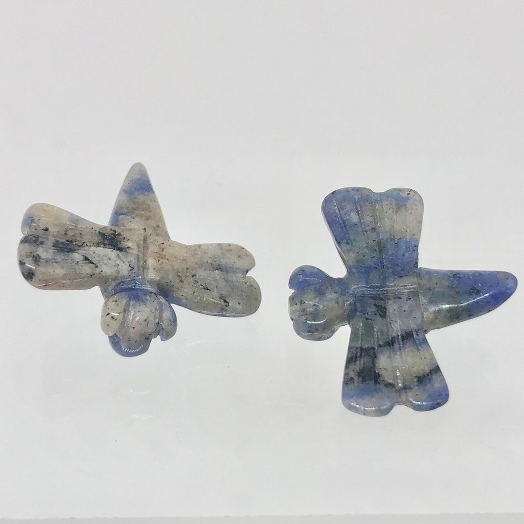 Hand Carved Sodalite Dragonfly Animal Beads | 20.5x18.5x5mm | Blue - PremiumBead Primary Image 1