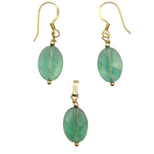 Load image into Gallery viewer, Natural Green Fluorite Pendant and Earrings Set with Gold Findings | 14K gf |
