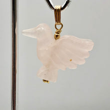 Load image into Gallery viewer, Rose Quartz Dove Pendant Necklace|Semi Precious Stone Jewelry|14kgf Pendant
