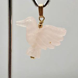 Rose Quartz Dove Pendant Necklace|Semi Precious Stone Jewelry|14kgf Pendant