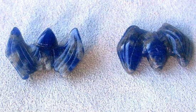 Spooky 2 Hand Carved Sodalite Bat Beads | 21x16x5mm | Blue white - PremiumBead Primary Image 1