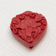 Load image into Gallery viewer, 3 Carved Red Cinnabar Orchid Heart Beads 6237 - PremiumBead Alternate Image 3
